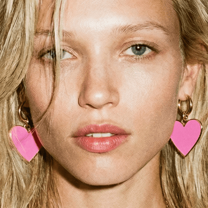 Heart of Glass Neon Pink and Gold Heart Earrings - earrings