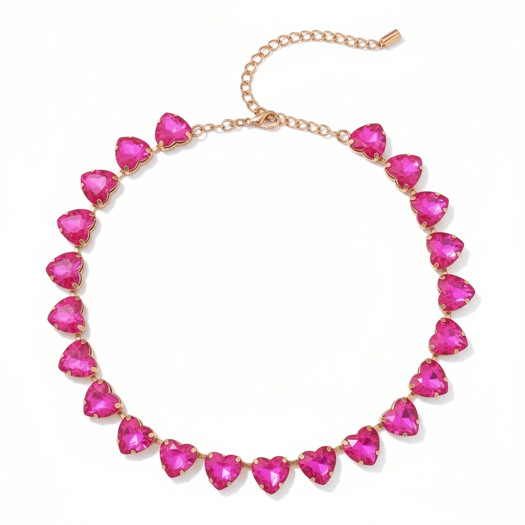 Hearts a Mess Hot Pink Heart Statement Necklace - 