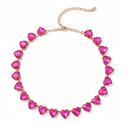 Hearts a Mess Hot Pink Heart Statement Necklace - 