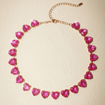 Hearts a Mess Hot Pink Heart Statement Necklace - Necklace