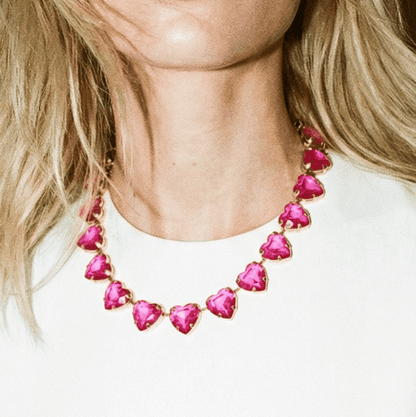 Hearts a Mess Hot Pink Heart Statement Necklace - Necklace