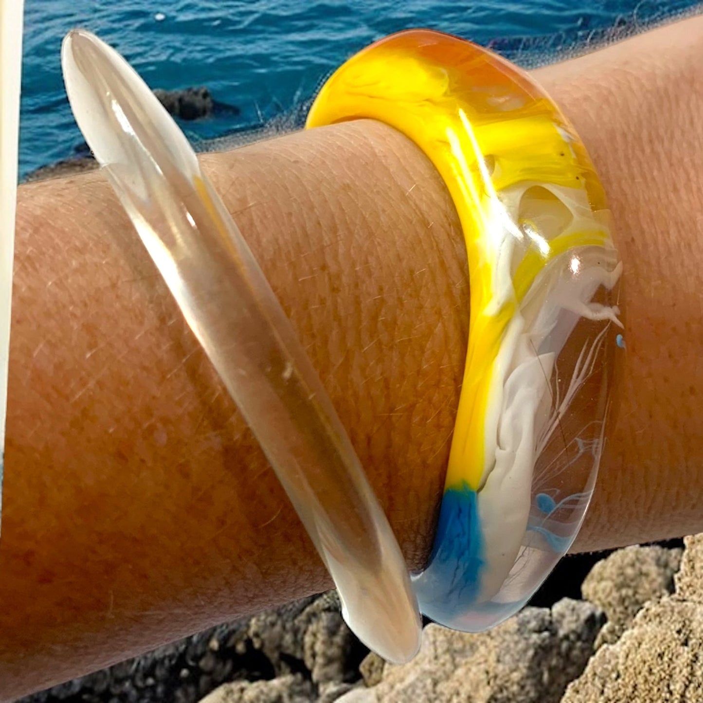 Hypnotic Transparent Resin Bangle-Bracelet