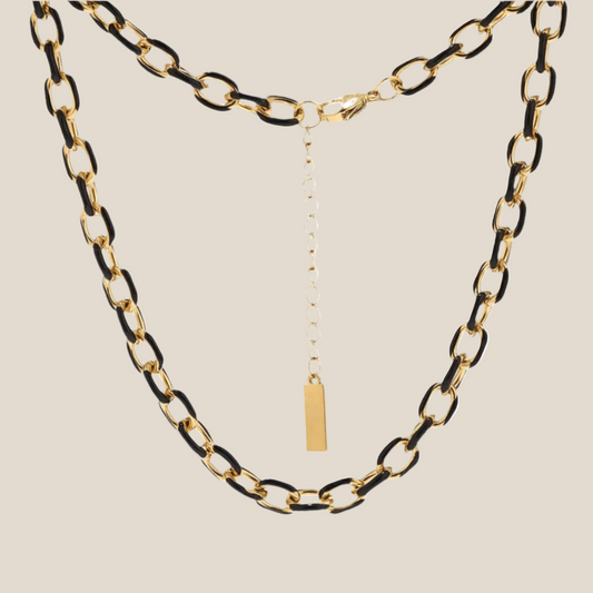 Jolene Enamel and Gold Plated Black Necklace - 