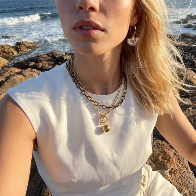 Jolene Enamel and Gold Plated Black Necklace - 