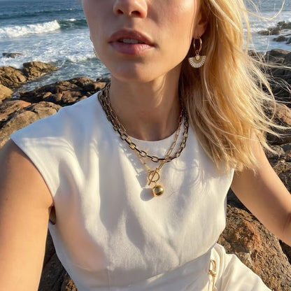 Jolene Enamel and Gold Plated Black Necklace - 