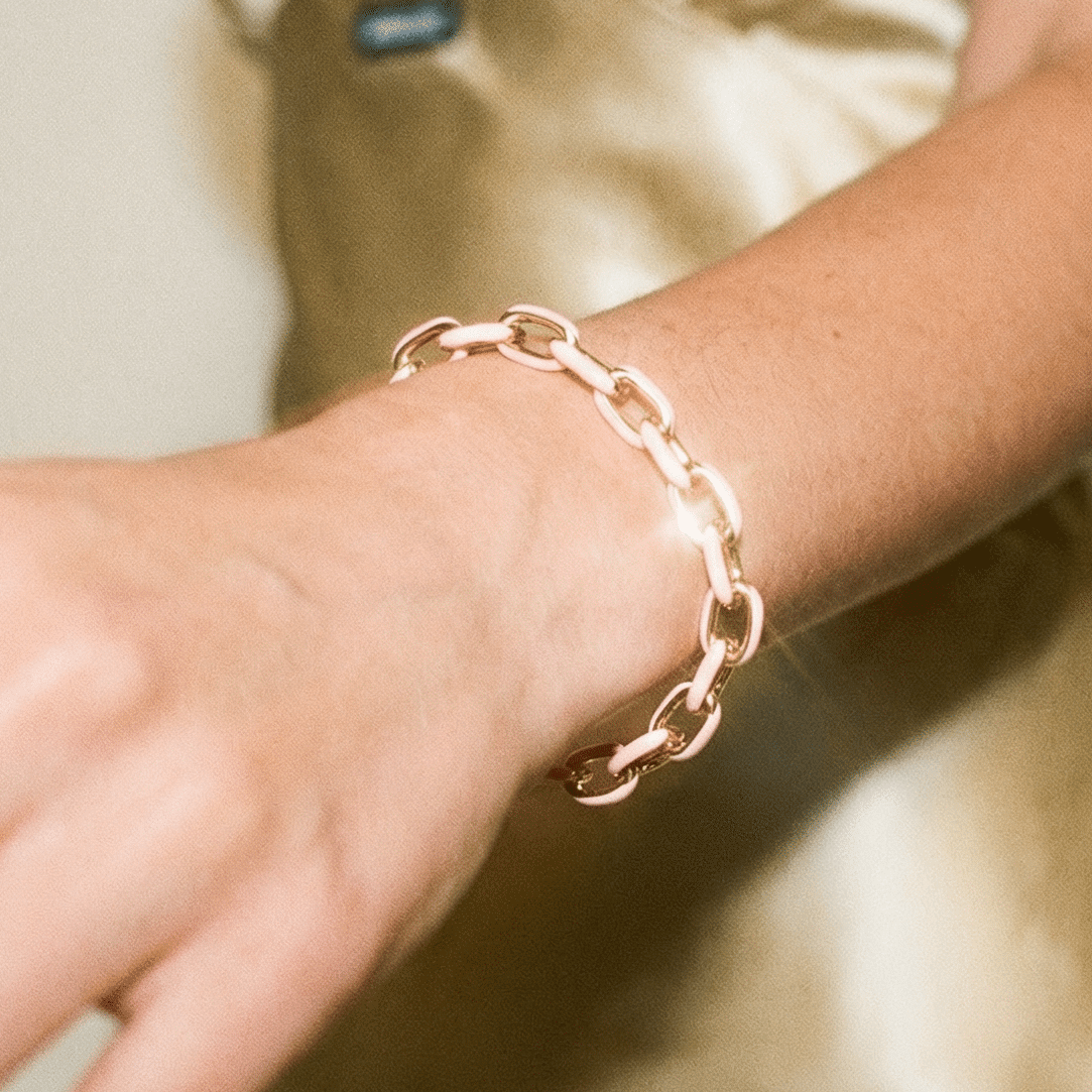 Jolene Enamel and Gold Plated Blush Bracelet - 