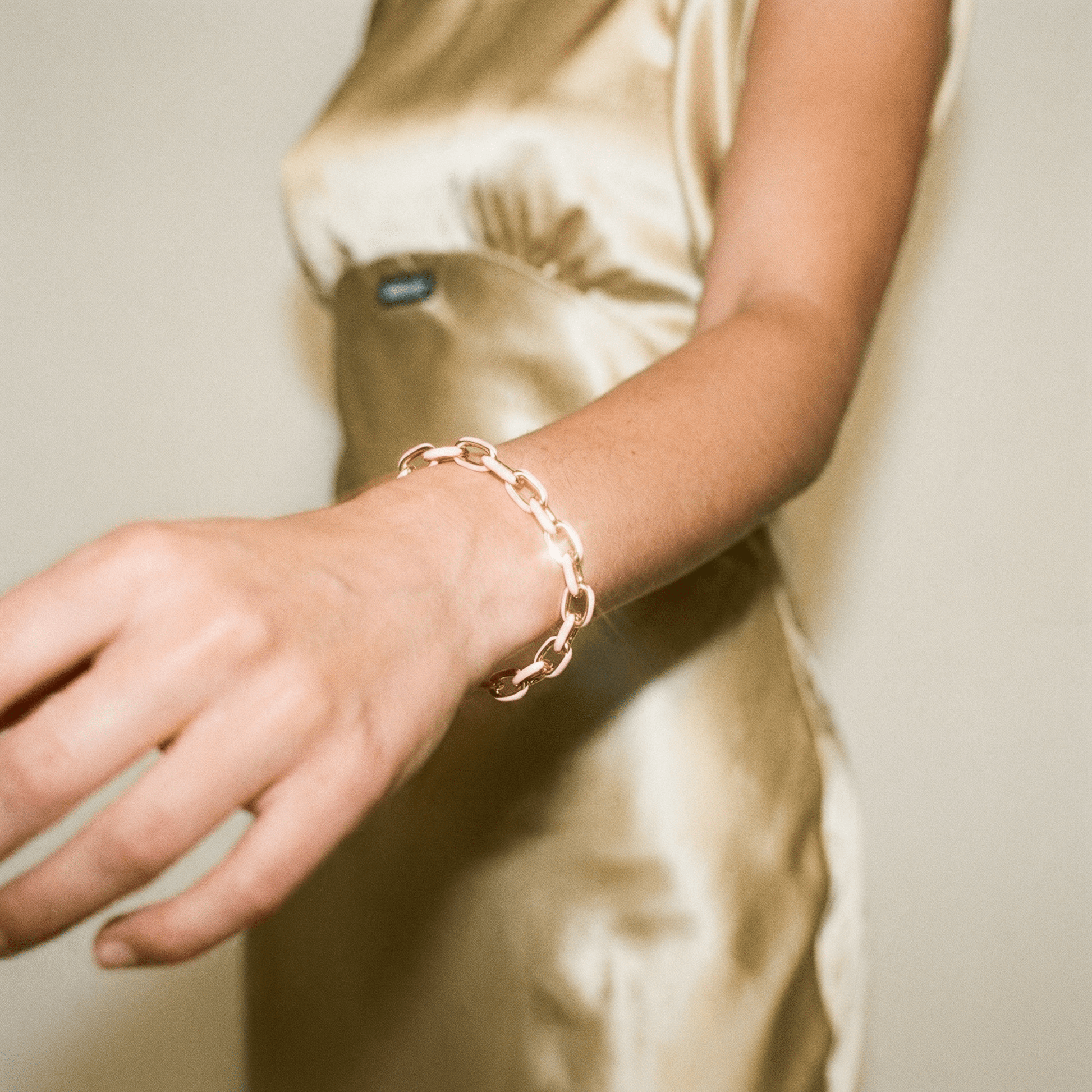 Jolene Enamel and Gold Plated Blush Bracelet - 