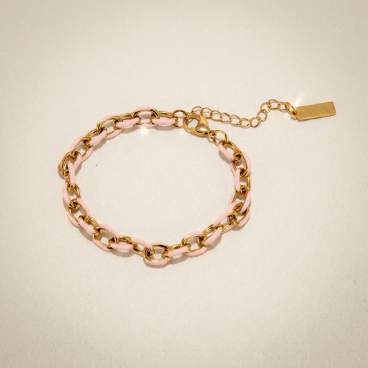 Jolene Enamel and Gold Plated Blush Bracelet - 