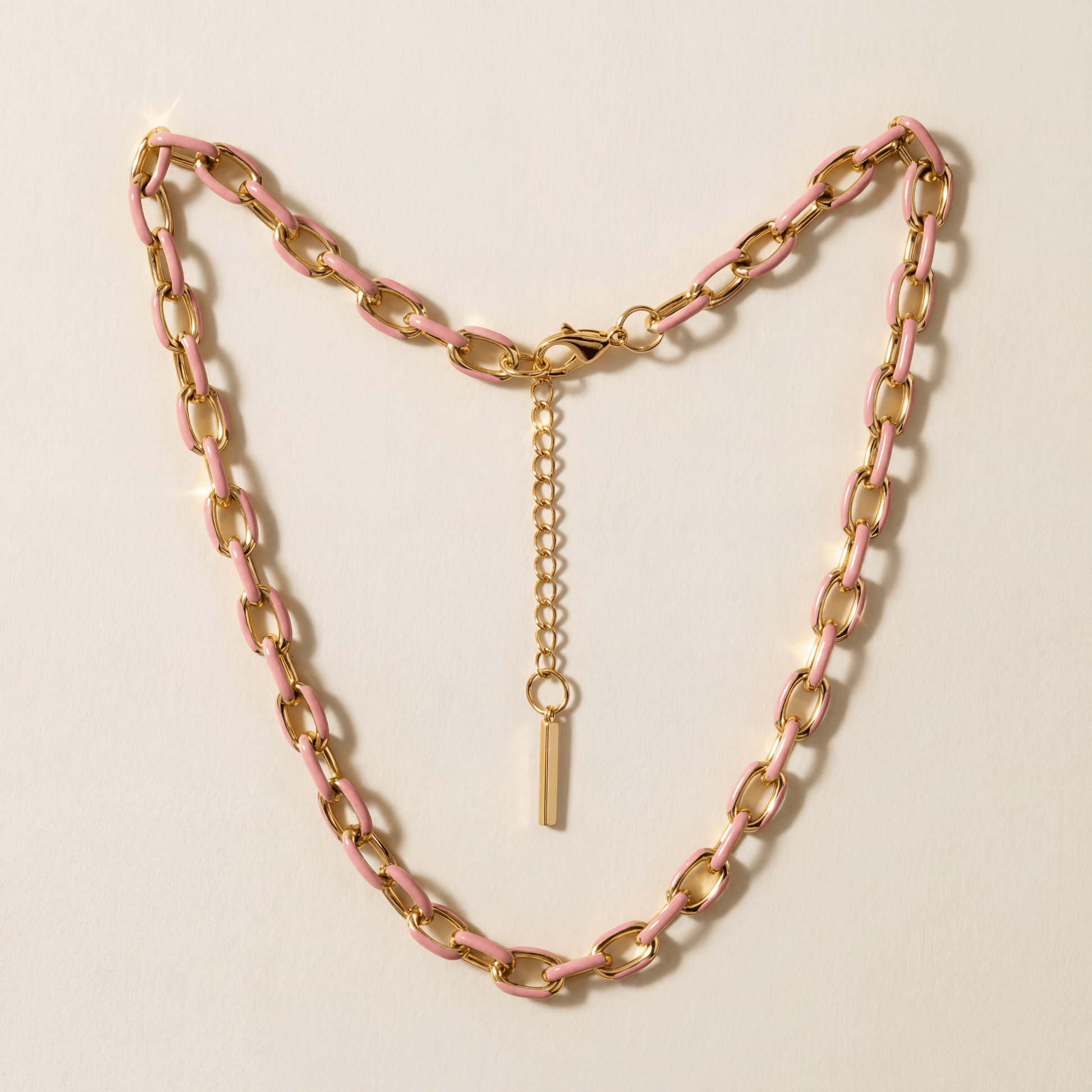 Jolene Enamel and Gold Plated Blush Necklace - 