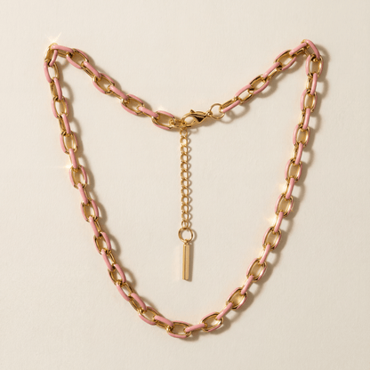 Jolene Enamel and Gold Plated Blush Necklace - 