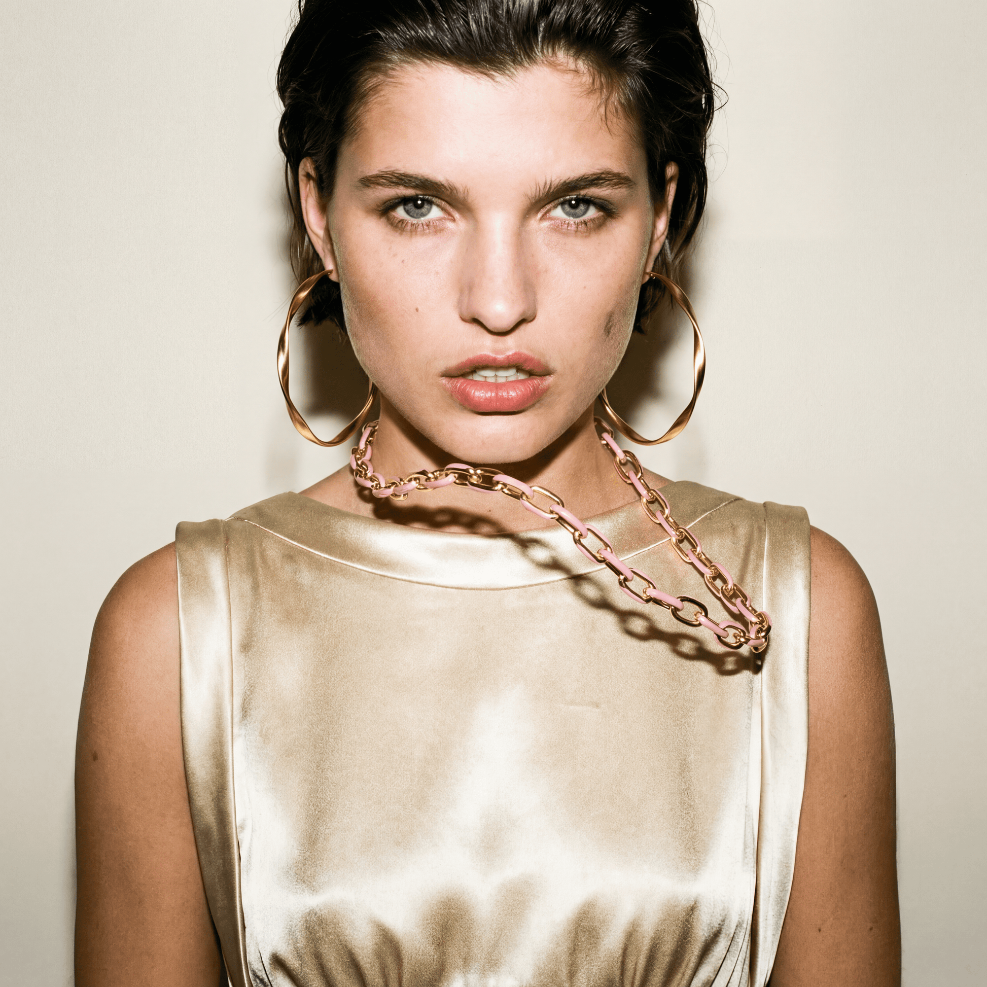Jolene Enamel and Gold Plated Blush Necklace - 