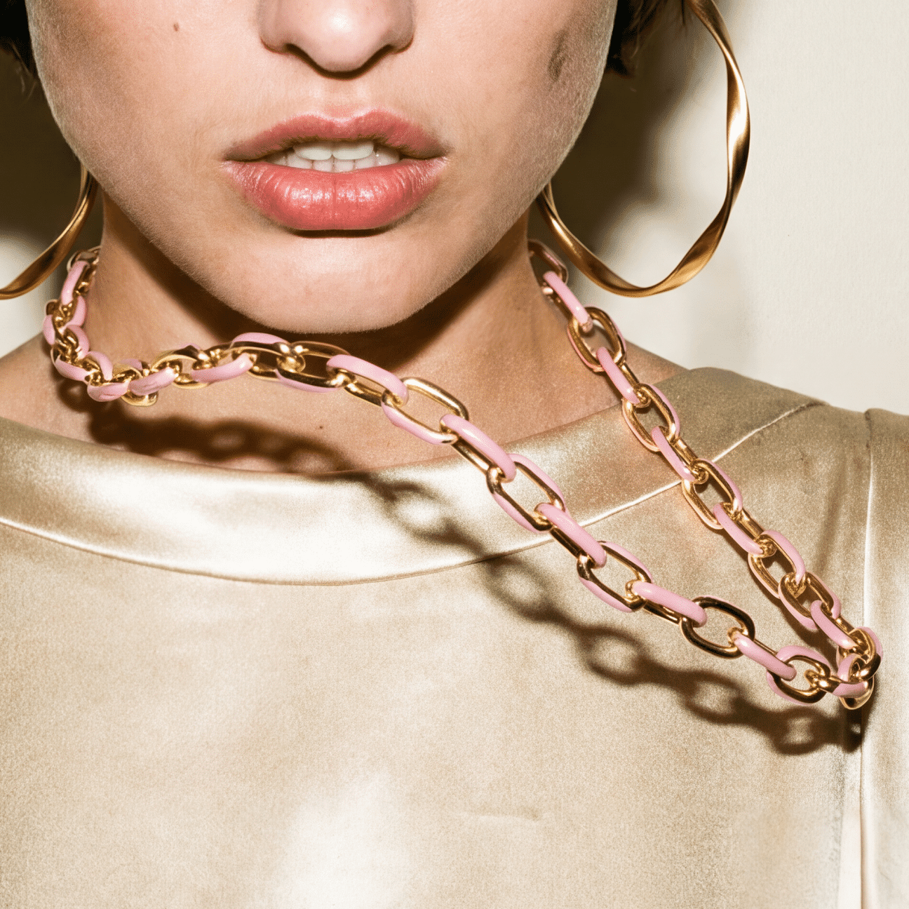 Jolene Enamel and Gold Plated Blush Necklace - 