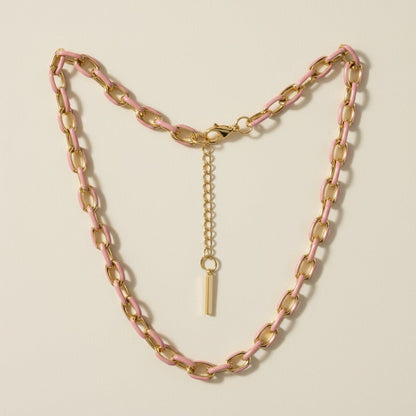 Jolene Enamel and Gold Plated Blush Necklace - 