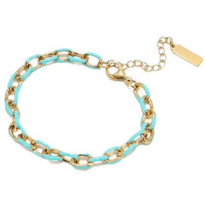 Jolene Enamel and Gold Plated Turquoise Bracelet - 
