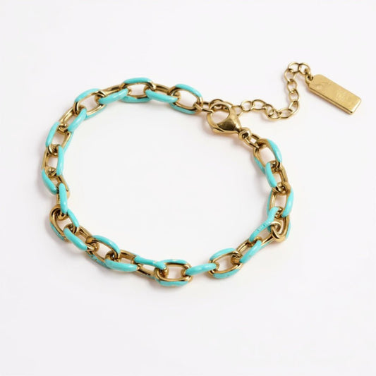 Jolene Enamel and Gold Plated Turquoise Bracelet - 