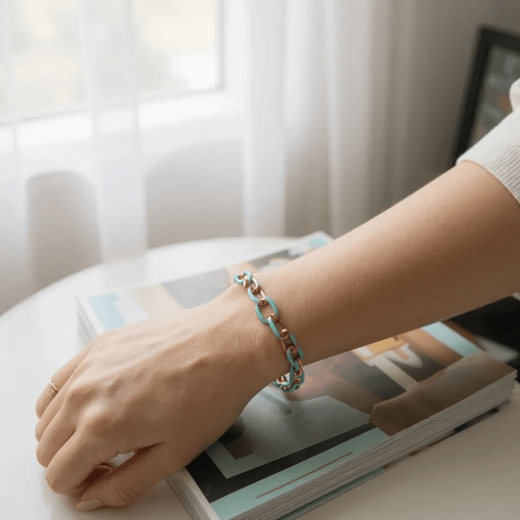 Jolene Enamel and Gold Plated Turquoise Bracelet - 