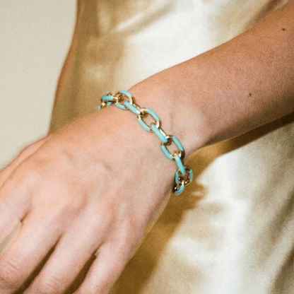 Jolene Enamel and Gold Plated Turquoise Bracelet - 