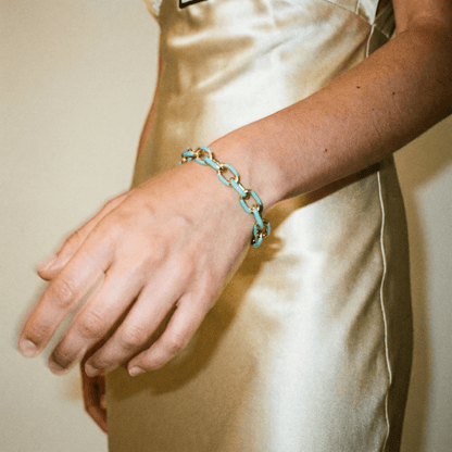 Jolene Enamel and Gold Plated Turquoise Bracelet - 