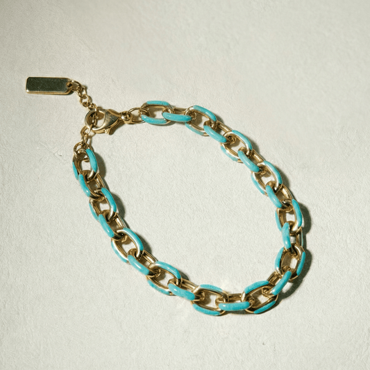 Jolene Enamel and Gold Plated Turquoise Bracelet - 