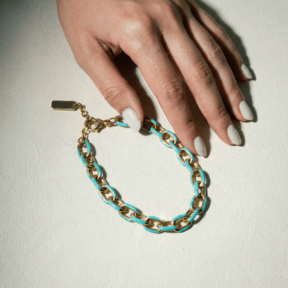 Jolene Enamel and Gold Plated Turquoise Bracelet - 