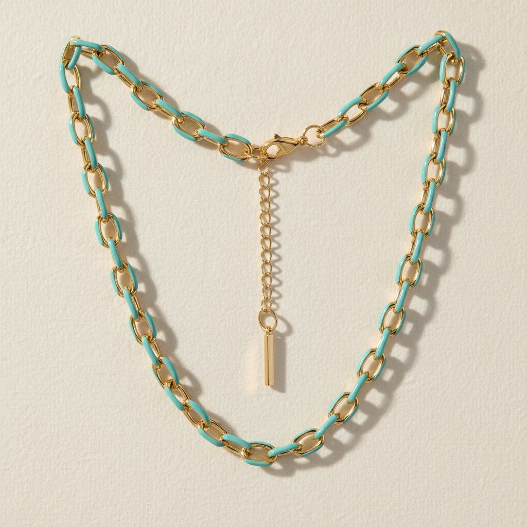 Jolene Enamel and Gold Plated Turquoise Necklace - 