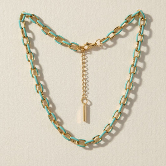 Jolene Enamel and Gold Plated Turquoise Necklace - 
