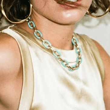 Jolene Enamel and Gold Plated Turquoise Necklace - 