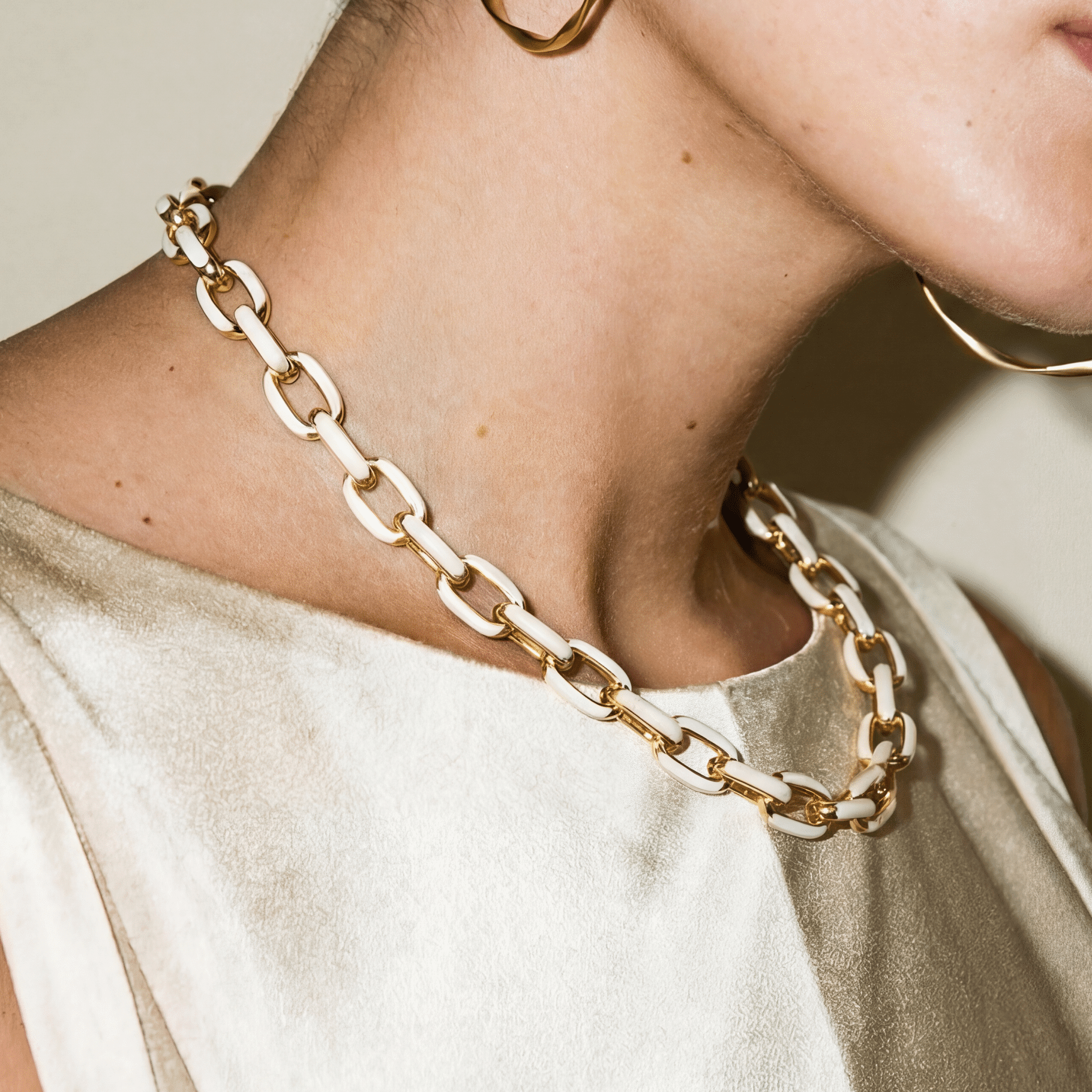 Jolene Enamel and Gold Plated White Necklace - 