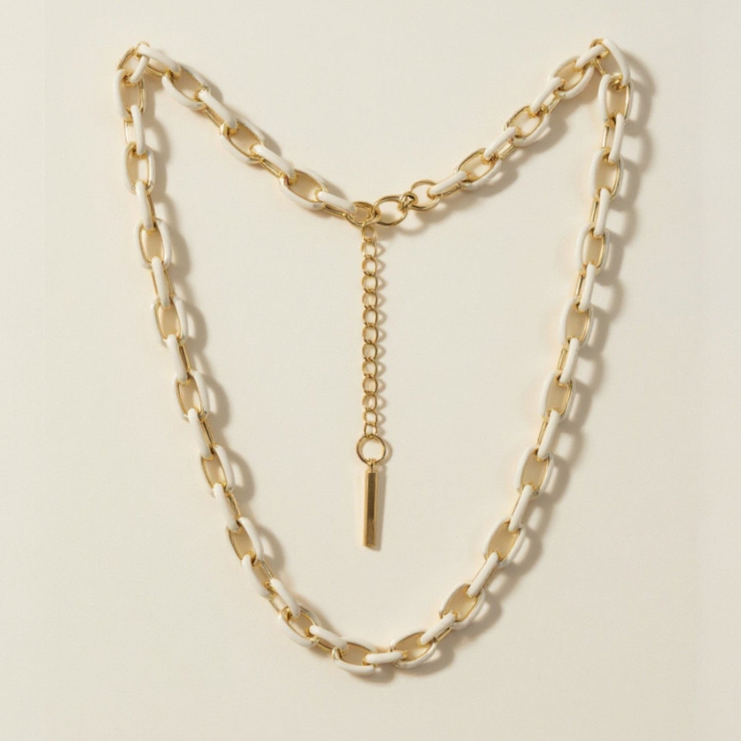 Jolene Enamel and Gold Plated White Necklace - 