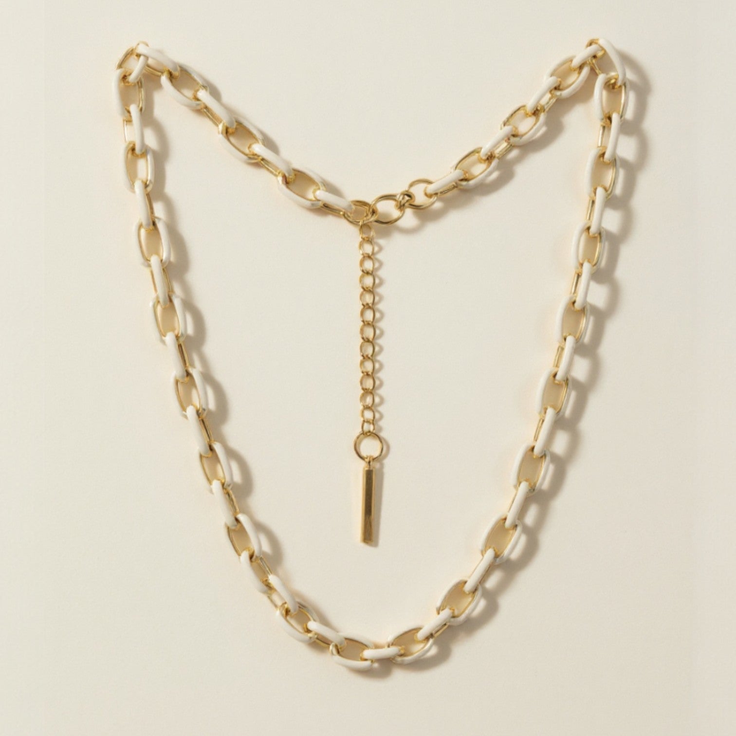 Jolene Enamel and Gold Plated White Necklace - 
