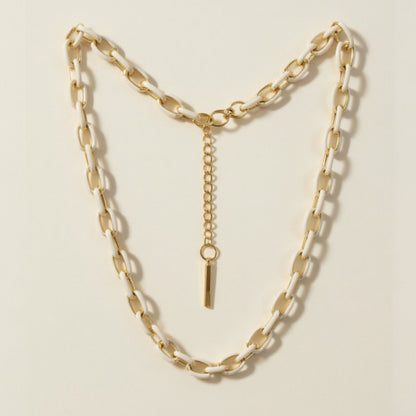 Jolene Enamel and Gold Plated White Necklace - 