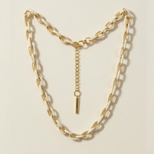 Jolene Enamel and Gold Plated White Necklace - 