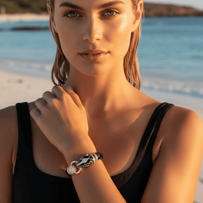 King Cuff Black and Gold Bracelet - 