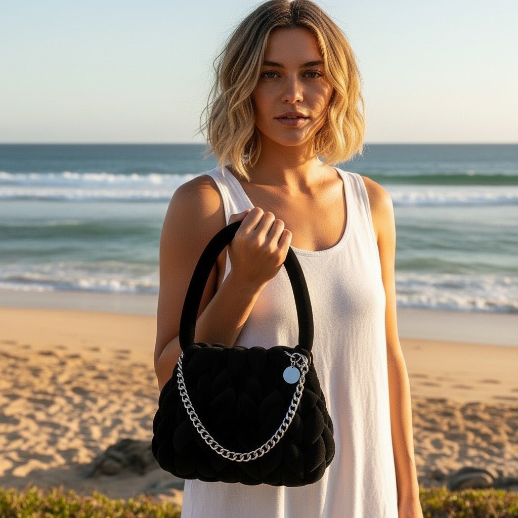 Knitted Cross Body / Shoulder Bag Classic Black - 
