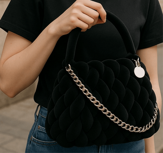 Knitted Cross Body / Shoulder Bag Classic Black - 