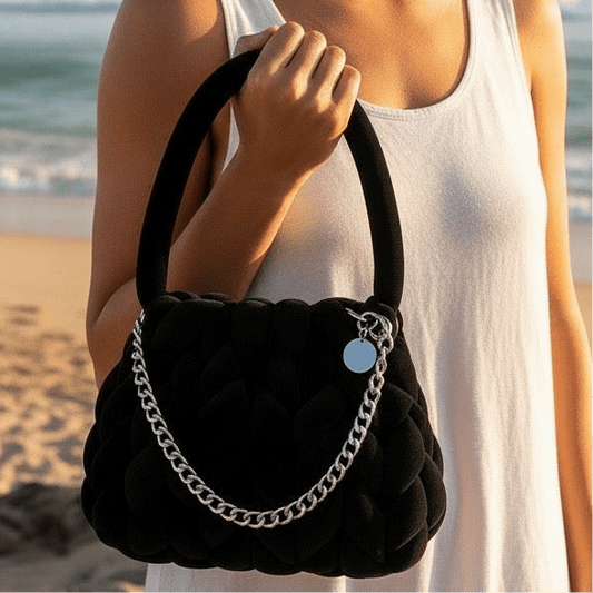 Knitted Cross Body / Shoulder Bag Classic Black - 