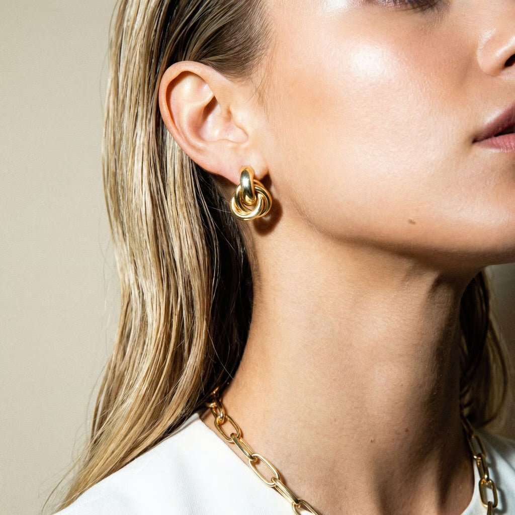 Knot Gold Stud Earrings - earrings