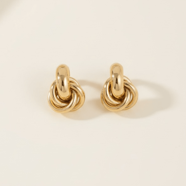 Knot Gold Stud Earrings - earrings