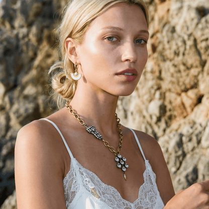 La Bamba Gold and White Earrings - 