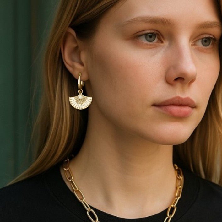 La Bamba Gold and White Earrings - 