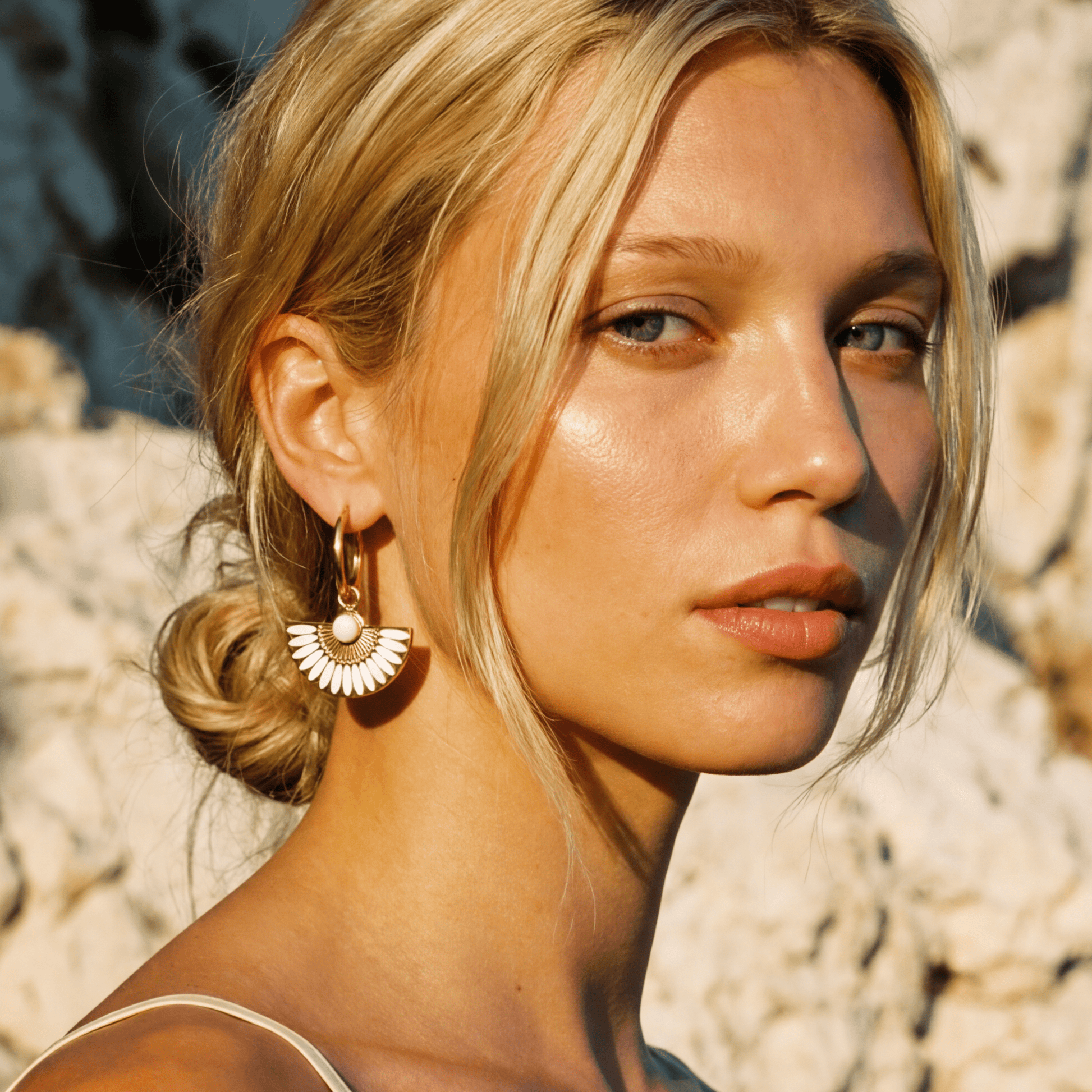 La Bamba Gold and White Earrings - 