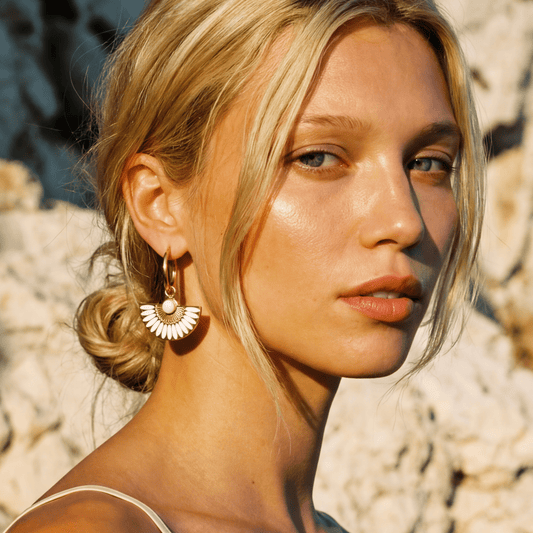 La Bamba Gold and White Earrings - 