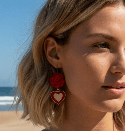 La Vie En Rose Vintage Heart Earrings - 