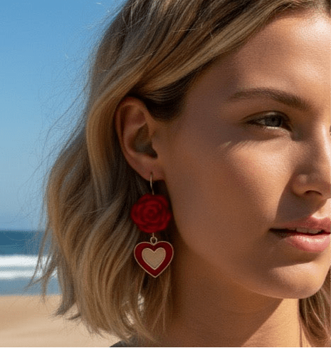 La Vie En Rose Vintage Heart Earrings - 