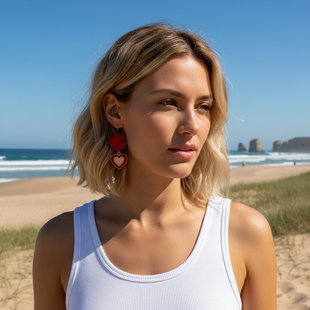 La Vie En Rose Vintage Heart Earrings - 