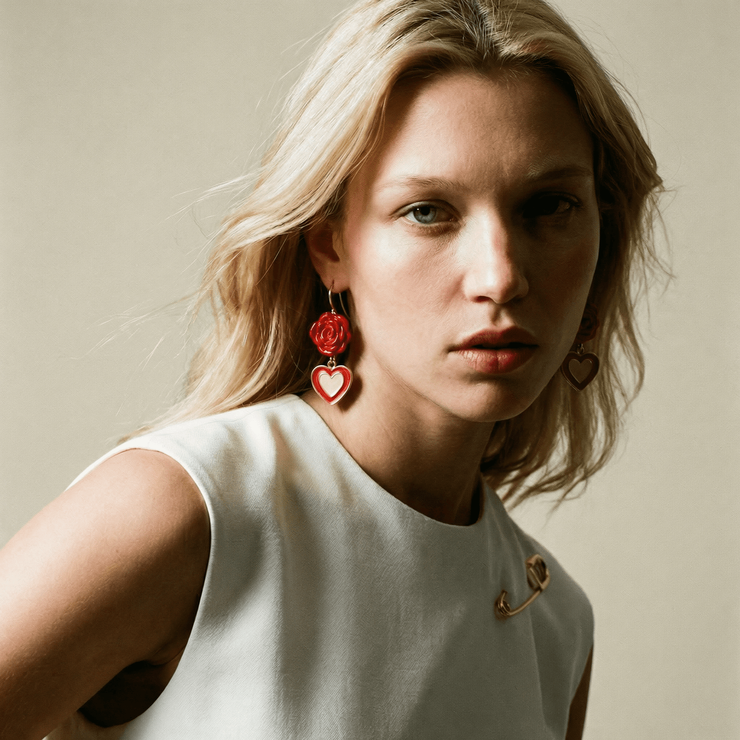 La Vie En Rose Vintage Red Heart Earrings - earrings