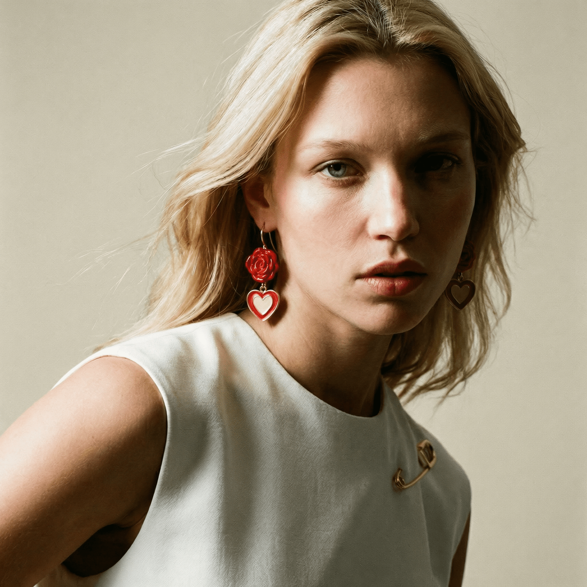 La Vie En Rose Vintage Red Heart Earrings - earrings
