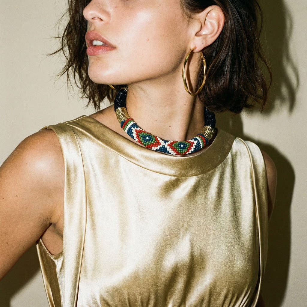 Late in the Evening Beaded Statement Necklace - 