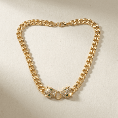 Leopard Head Gold Chain Necklace - 