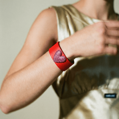 Little L Red Leather Cuff - Bracelet